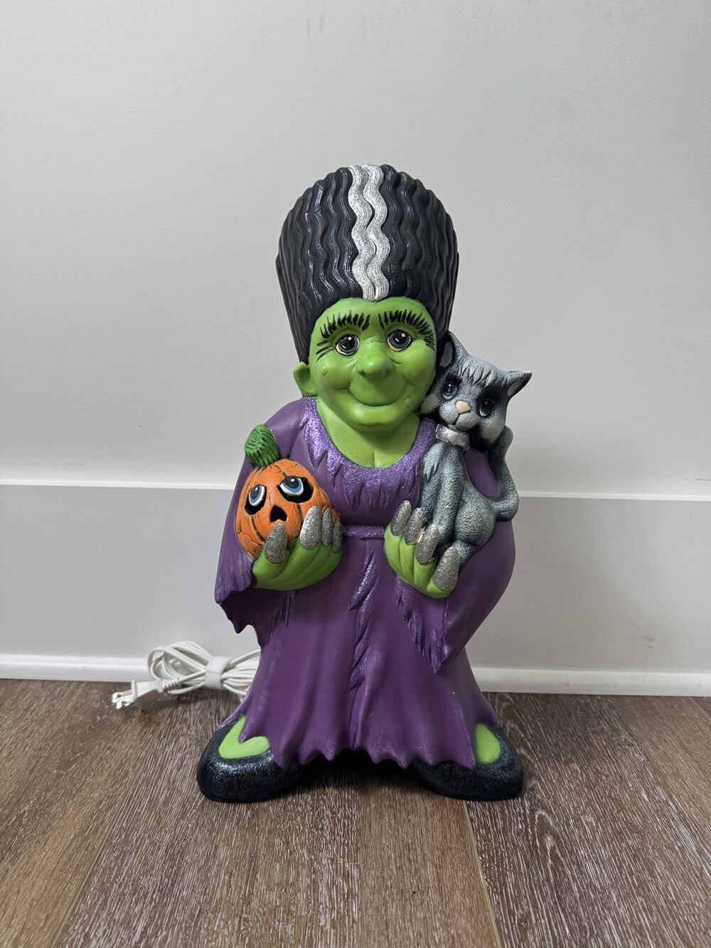Vintage Halloween 16.5” Bride Of Frankenstein Ceramic Figure Lights Up